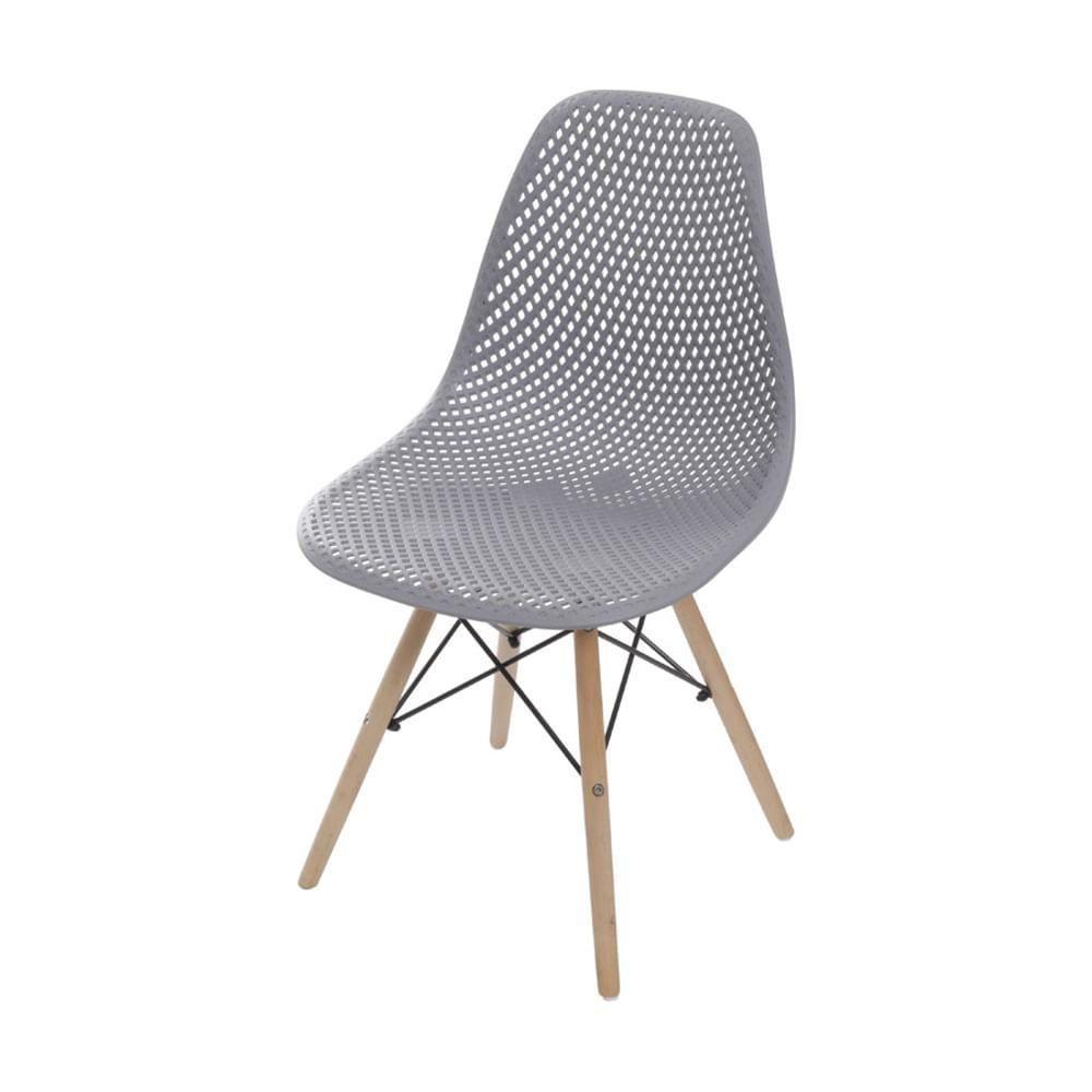 Cadeira Eames Dsw Colmeia Polipropileno Cinza Base Madeira - 1