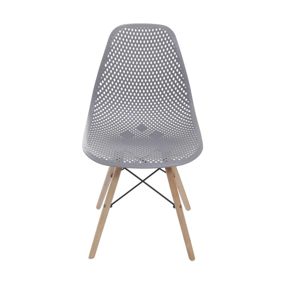 Cadeira Eames Dsw Colmeia Polipropileno Cinza Base Madeira - 2