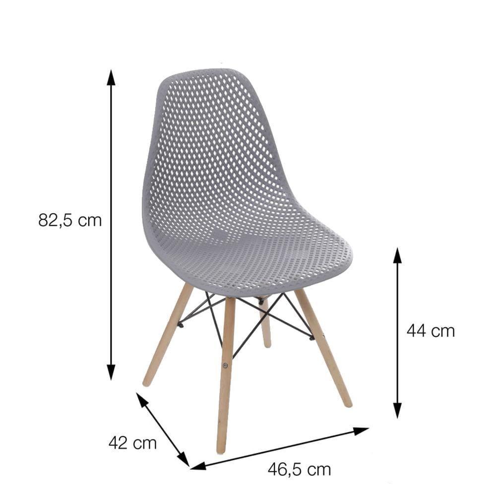 Cadeira Eames Dsw Colmeia Polipropileno Cinza Base Madeira - 3