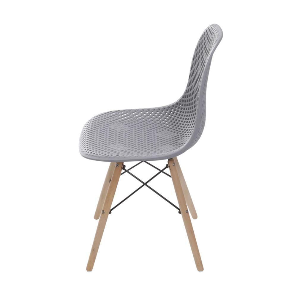 Cadeira Eames Dsw Colmeia Polipropileno Cinza Base Madeira - 4