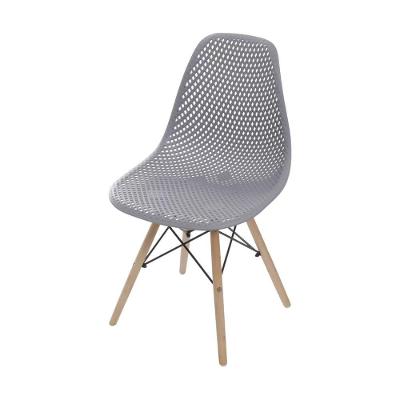 Cadeira Eames Dsw Colmeia Polipropileno Cinza Base Madeira