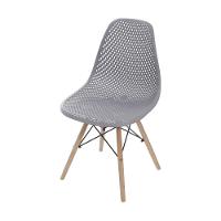 Cadeira Eames Dsw Colmeia Polipropileno Cinza Base Madeira - 1