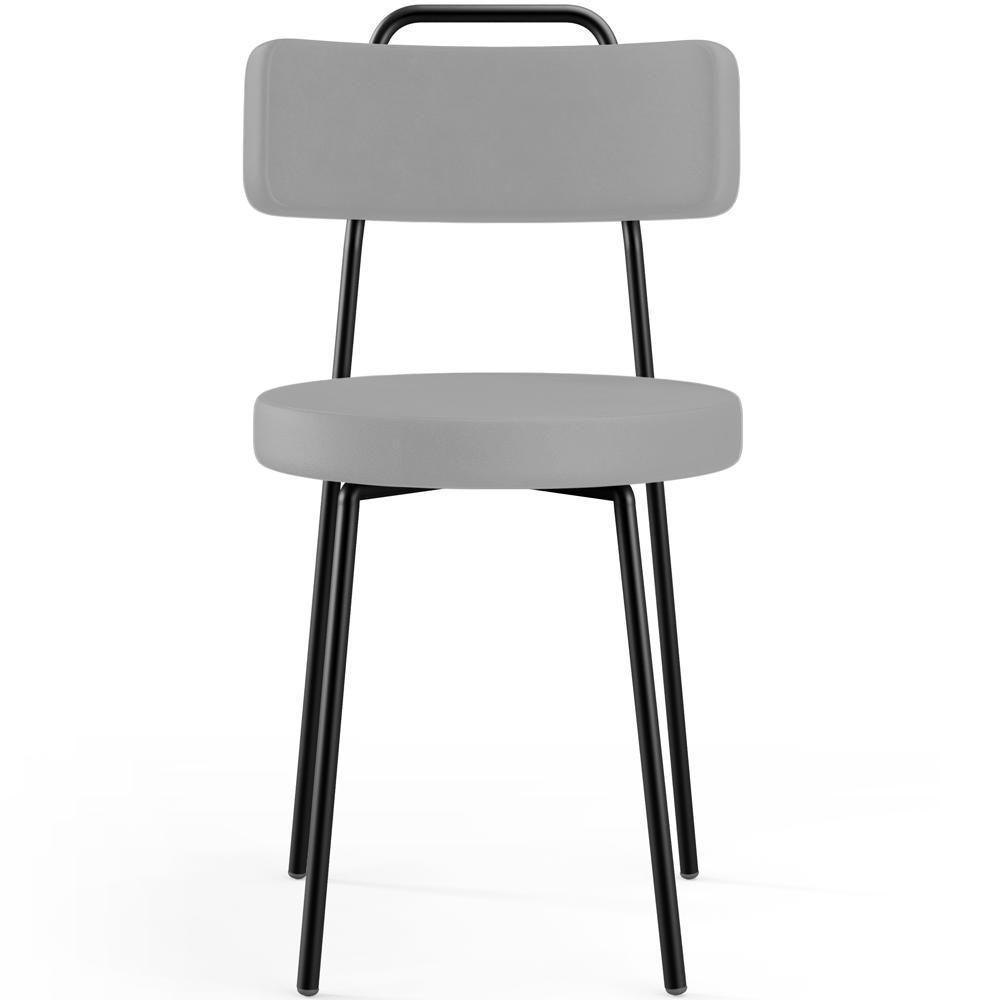 Kit 06 Cadeiras Decorativas Estofada Para Sala De Jantar Barcelona L02 Facto Cinza - Lyam Decor - 5