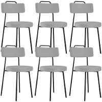 Kit 06 Cadeiras Decorativas Estofada Para Sala De Jantar Barcelona L02 Facto Cinza - Lyam Decor - 1