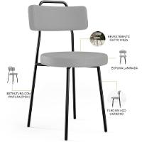 Kit 06 Cadeiras Decorativas Estofada Para Sala De Jantar Barcelona L02 Facto Cinza - Lyam Decor - 3
