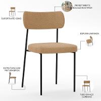 Kit 06 Cadeiras Estofadas Para Sala De Jantar Melina L02 Bouclê Mostarda - Lyam Decor