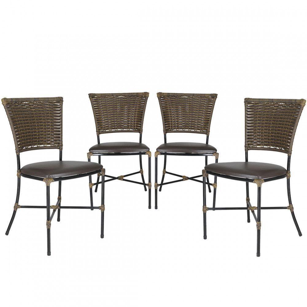 Jogo Com 4 Cadeiras Fibra Sintética Argila Com Marrom - 1