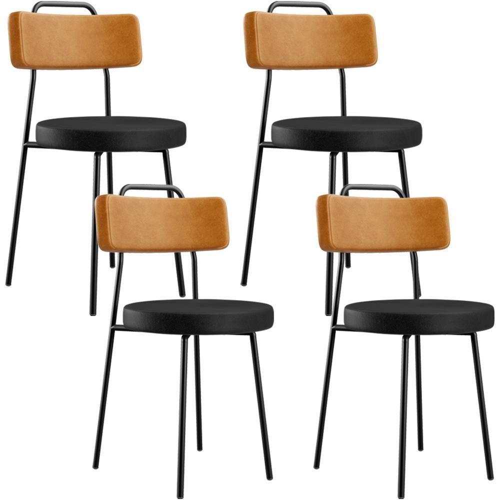 Kit 04 Cadeiras Decorativas Estofada Para Sala Jantar Barcelona L02 Couríssimo Whisky Preto - Lyam - 1