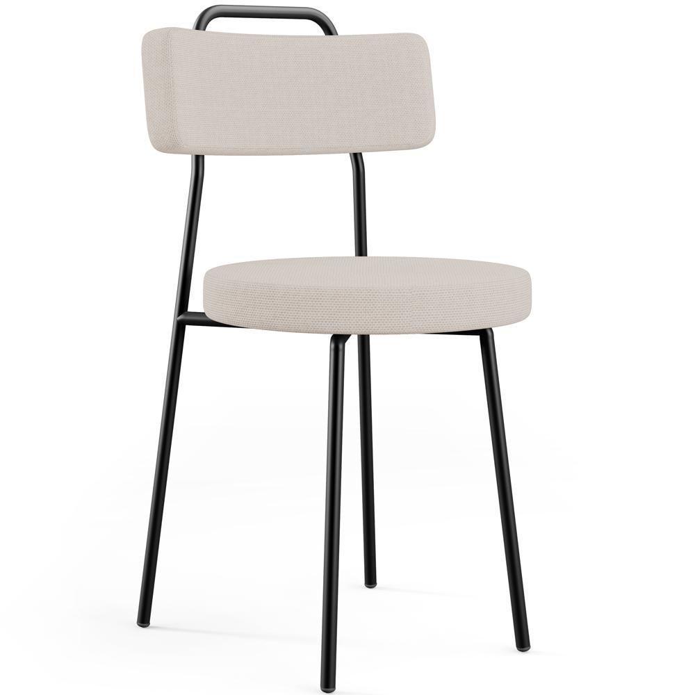 Kit 06 Cadeiras Decorativas Estofada Para Sala De Jantar Barcelona L02 Linho Bege - Lyam Decor - 2