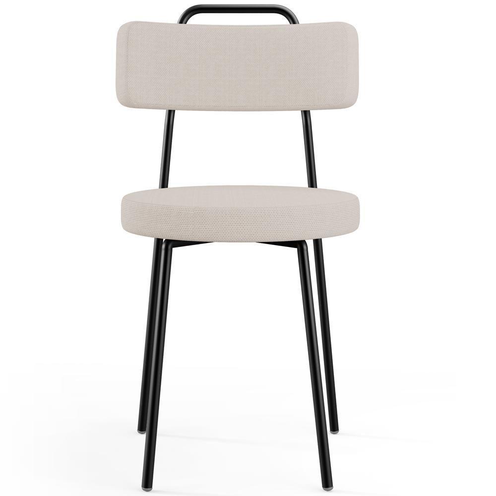 Kit 06 Cadeiras Decorativas Estofada Para Sala De Jantar Barcelona L02 Linho Bege - Lyam Decor - 5