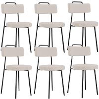 Kit 06 Cadeiras Decorativas Estofada Para Sala De Jantar Barcelona L02 Linho Bege - Lyam Decor - 1