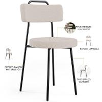 Kit 06 Cadeiras Decorativas Estofada Para Sala De Jantar Barcelona L02 Linho Bege - Lyam Decor - 3