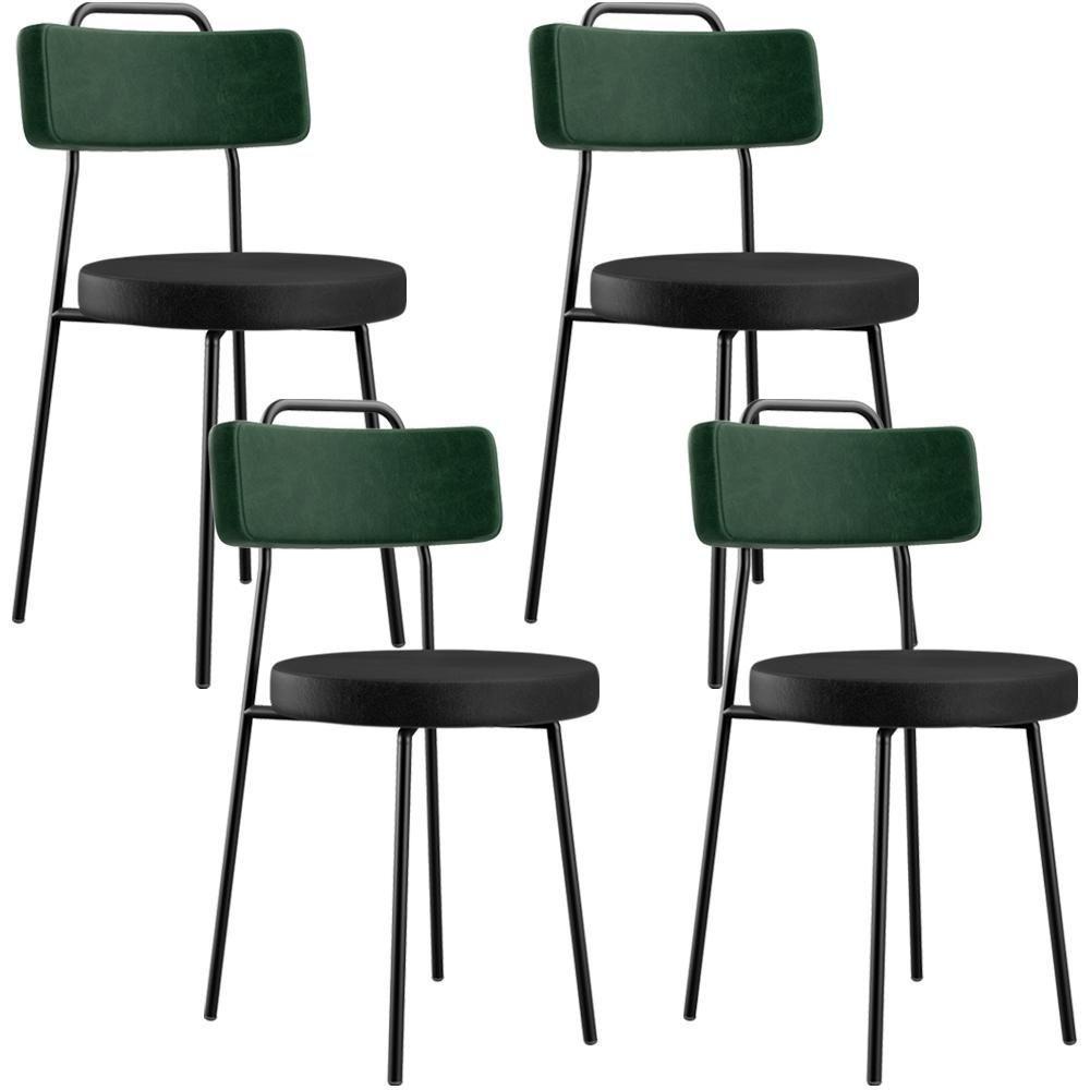 Kit 04 Cadeiras Estofada Para Sala Jantar Barcelona L02 Facto Verde Musgo Couríssimo Preto - Lyam - 1