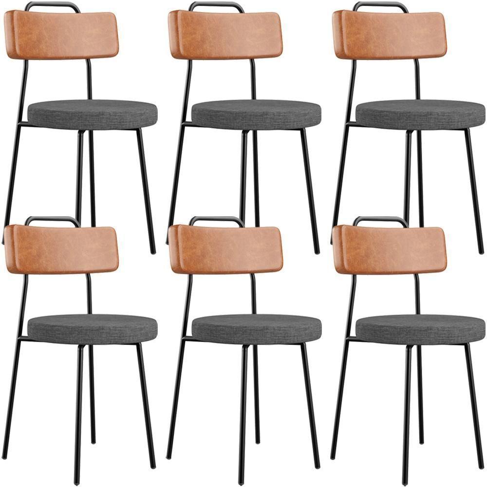 Kit 06 Cadeiras Estofada Sala De Jantar Barcelona L02 Couríssimo Camel Linho Cinza Escuro - Lyam - 1