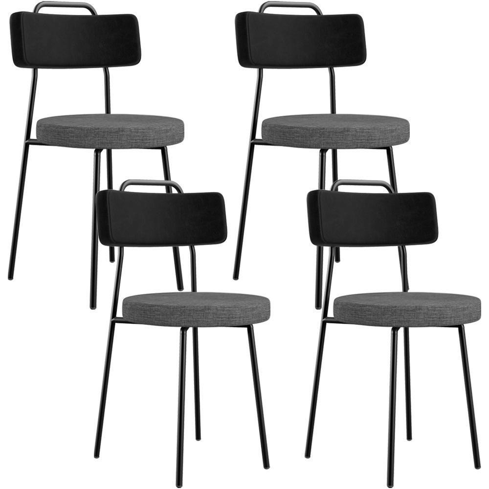 Kit 04 Cadeiras Estofada Sala De Jantar Barcelona L02 Couríssimo Preto Linho Cinza Escuro - Lyam - 1