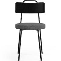 Kit 04 Cadeiras Estofada Sala De Jantar Barcelona L02 Couríssimo Preto Linho Cinza Escuro - Lyam