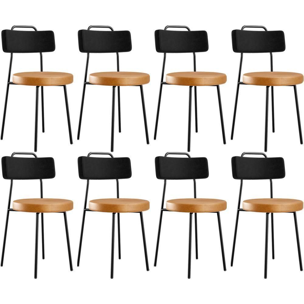 Kit 08 Cadeiras Decorativas Estofada Para Sala Jantar Barcelona L02 Couríssimo Preto Whisky - Lyam - 1