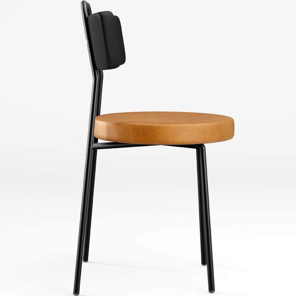 Kit 08 Cadeiras Decorativas Estofada Para Sala Jantar Barcelona L02 Couríssimo Preto Whisky - Lyam - 5