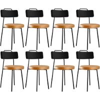 Kit 08 Cadeiras Decorativas Estofada Para Sala Jantar Barcelona L02 Couríssimo Preto Whisky - Lyam - 1