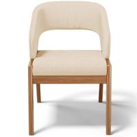 Kit 05 Cadeiras De Jantar E Estar Living Estofada Lince L02 Linho Bege Escuro - Lyam Decor - 5