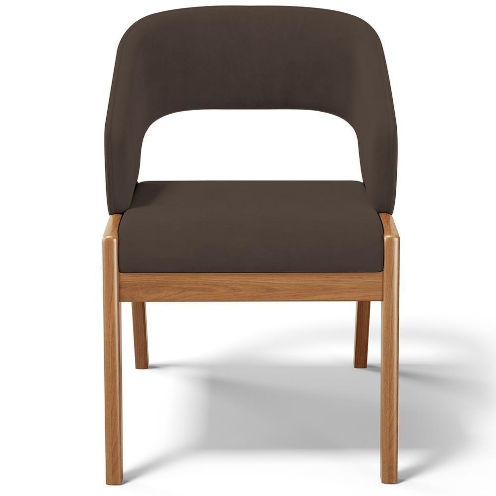 Kit 06 Cadeiras De Jantar E Estar Living Estofada Lince L02 Suede Marrom - Lyam Decor - 2