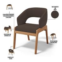 Kit 06 Cadeiras De Jantar E Estar Living Estofada Lince L02 Suede Marrom - Lyam Decor - 6