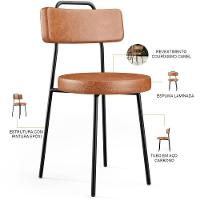 Kit 06 Cadeiras Decorativas Estofada Para Sala De Jantar Barcelona L02 Couríssimo Camel - Lyam Decor - 6