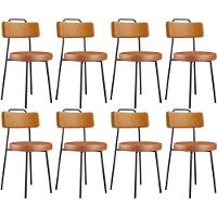 Kit 08 Cadeiras Decorativas Estofada Para Sala Jantar Barcelona L02 Couríssimo Whisky Camel - Lyam - 1