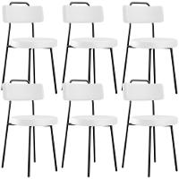 Kit 06 Cadeiras Decorativas Estofada Para Sala De Jantar Barcelona L02 Facto Branco - Lyam Decor - 1