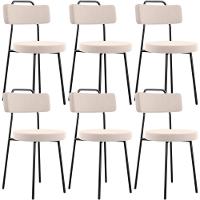 Kit 06 Cadeiras Decorativas Estofada Para Sala De Jantar Barcelona L02 Suede Bege - Lyam Decor - 1