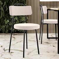 Kit 06 Cadeiras Decorativas Estofada Para Sala De Jantar Barcelona L02 Suede Bege - Lyam Decor