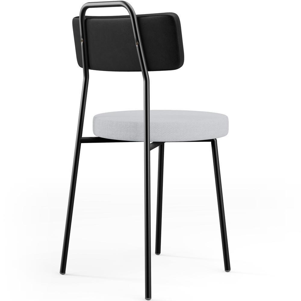 Kit 08 Cadeiras Decorativa Estofada Sala Jantar Barcelona L02 Couríssimo Preto Linho Cinza - Lyam - 2