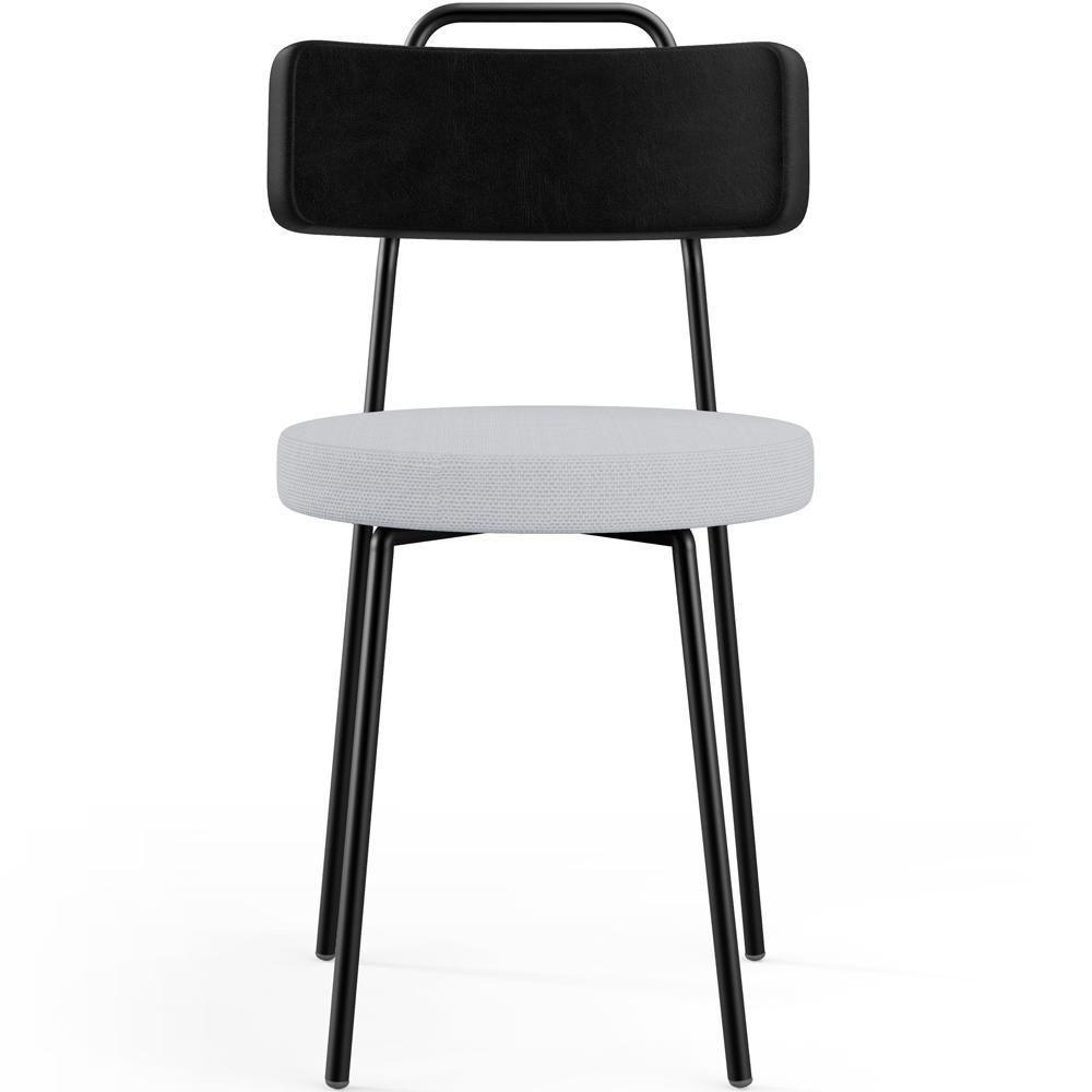 Kit 08 Cadeiras Decorativa Estofada Sala Jantar Barcelona L02 Couríssimo Preto Linho Cinza - Lyam - 7