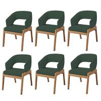 Kit 06 Cadeiras De Jantar E Estar Living Estofada Lince L02 Linho Verde Musgo - Lyam Decor - 1