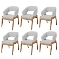 Kit 06 Cadeiras De Jantar E Estar Living Estofada Lince L02 Linho Cinza - Lyam Decor - 1