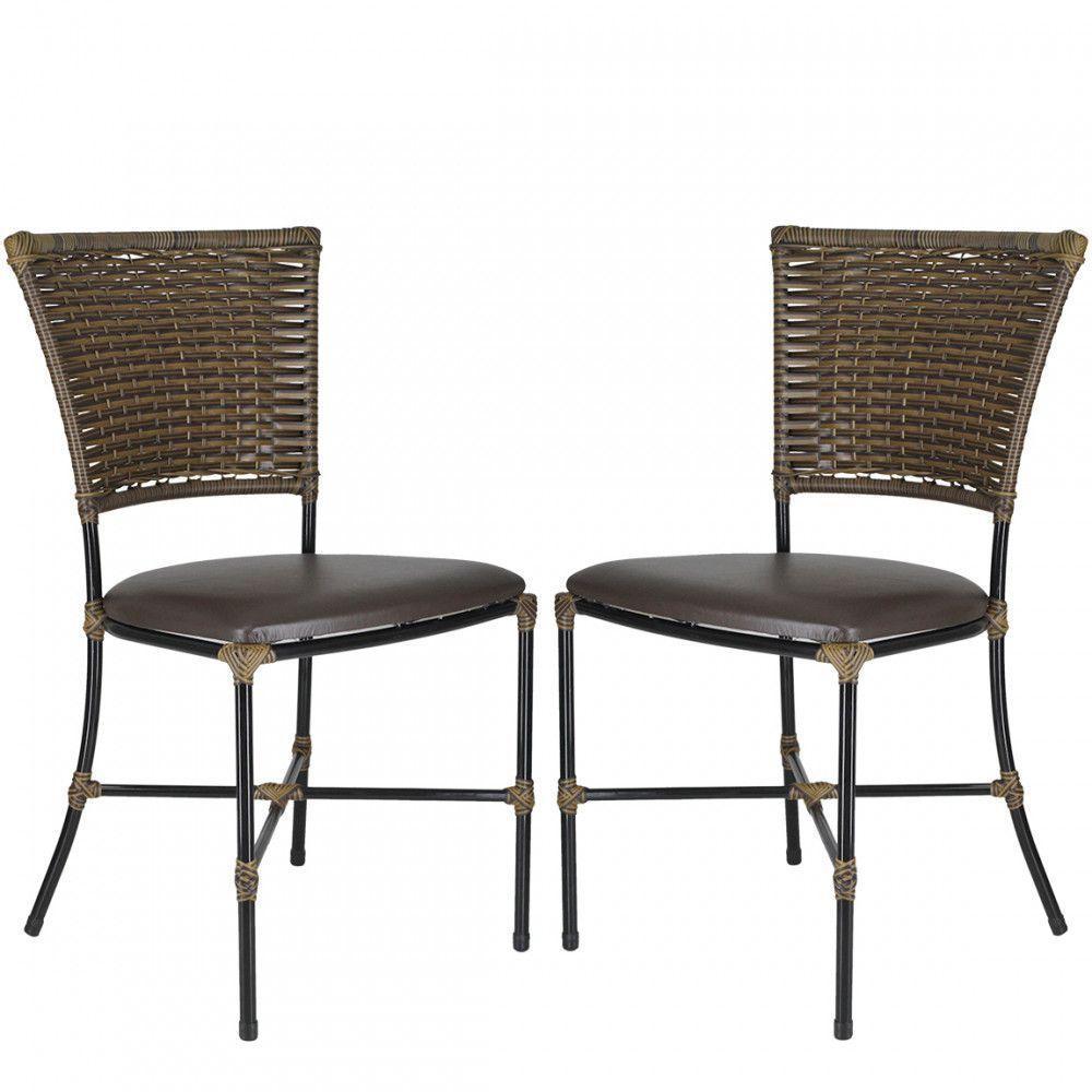 Jogo Com 2 Cadeiras Fibra Sintética Argila Com Marrom - 1