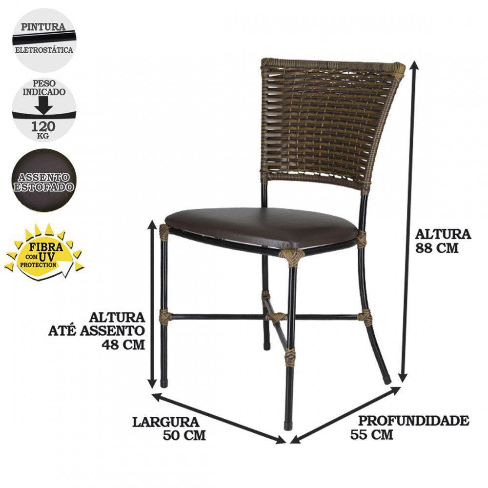 Jogo Com 2 Cadeiras Fibra Sintética Argila Com Marrom - 2