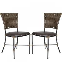 Jogo Com 2 Cadeiras Fibra Sintética Argila Com Marrom - 1