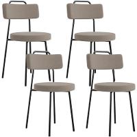 Kit 04 Cadeiras Decorativas Estofada Para Sala De Jantar Barcelona L02 Bouclê Bege - Lyam Decor - 1