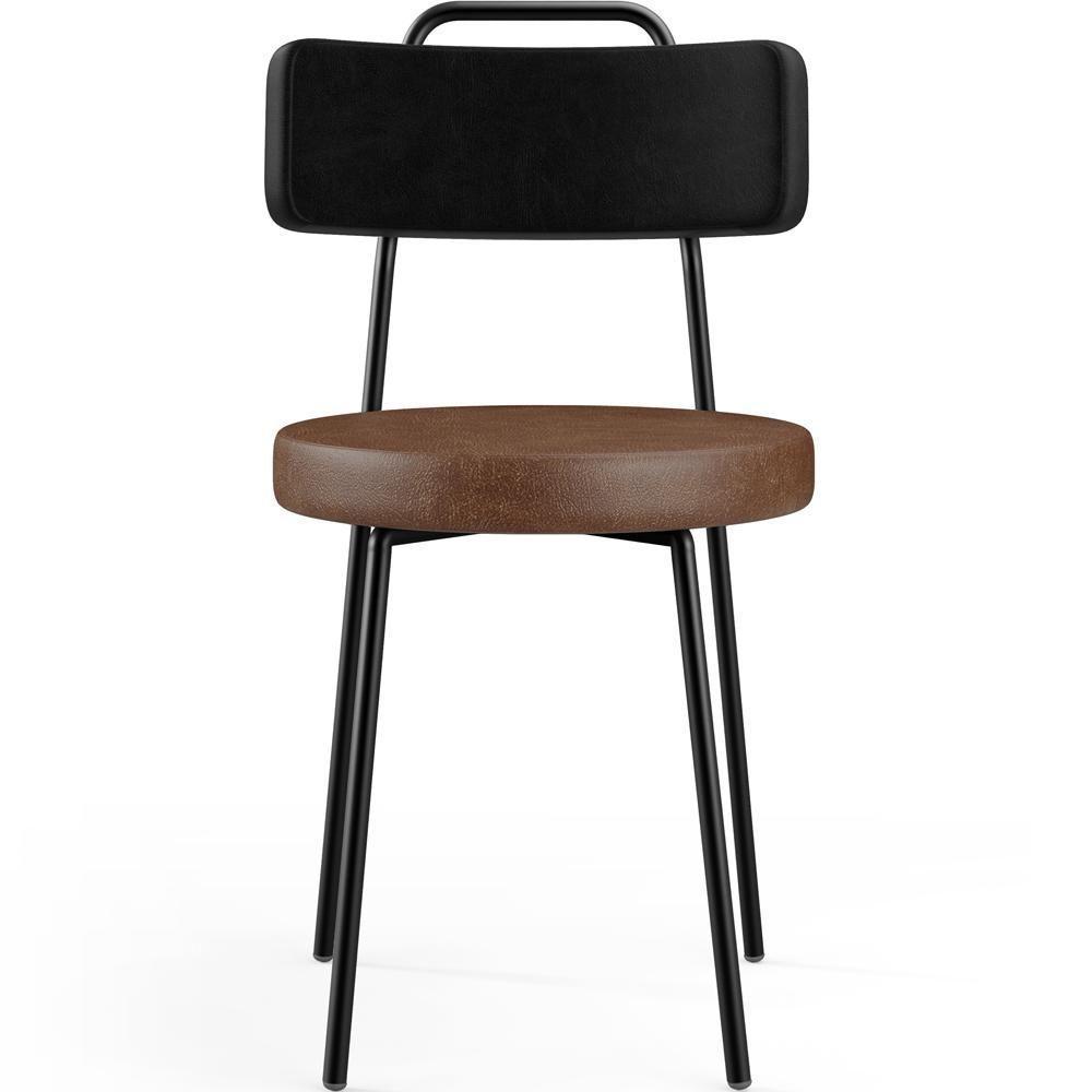 Kit 04 Cadeiras Decorativas Estofada Para Sala Jantar Barcelona L02 Couríssimo Preto Marrom - Lyam - 7