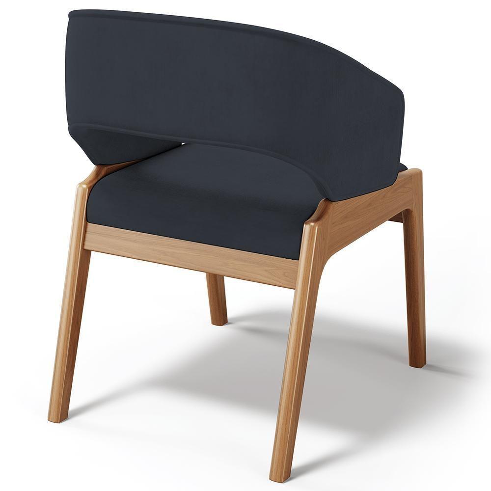 Kit 06 Cadeiras De Jantar E Estar Living Estofada Lince L02 Suede Preto - Lyam Decor - 5