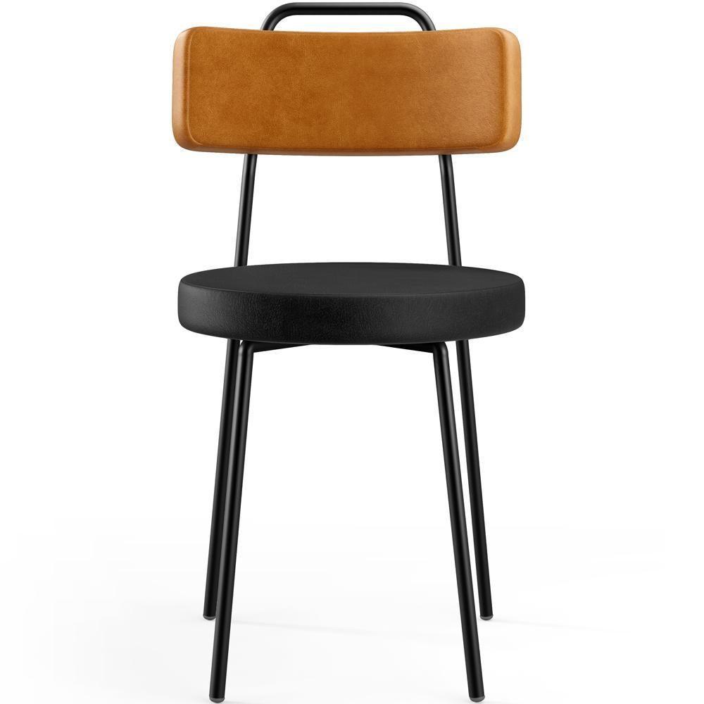 Kit 08 Cadeiras Decorativas Estofada Para Sala Jantar Barcelona L02 Couríssimo Whisky Preto - Lyam - 7