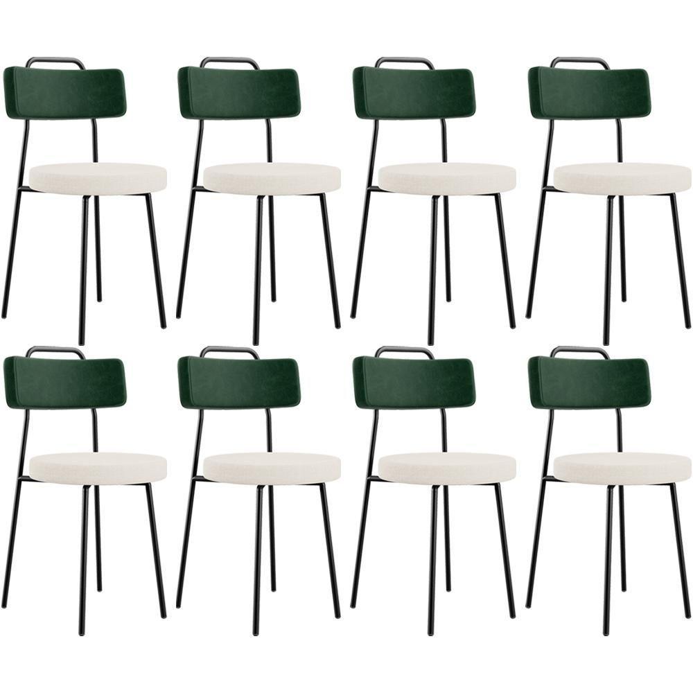 Kit 08 Cadeiras Decorativa Estofada Sala De Jantar Barcelona L02 Facto Verde Musgo Linho Cru - Lyam - 1