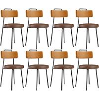 Kit 08 Cadeiras Decorativas Estofada Para Sala Jantar Barcelona L02 Couríssimo Whisky Marrom - Lyam - 1