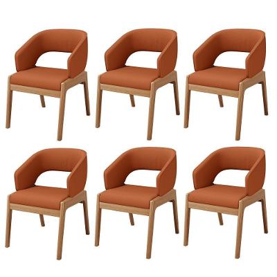 Kit 06 Cadeiras De Jantar E Estar Living Estofada Lince L02 Tecido Terracota - Lyam Decor