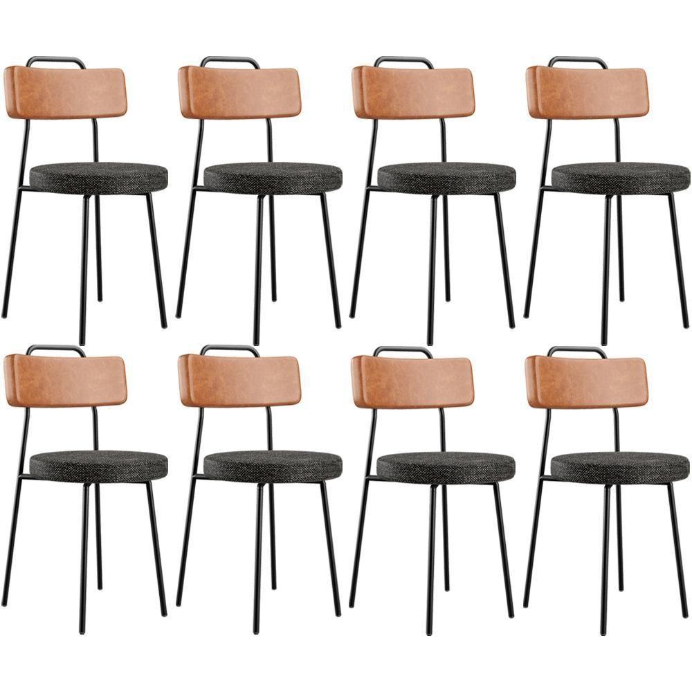 Kit 08 Cadeiras Decorativas Estofada Sala De Jantar Barcelona L02 Couríssimo Camel Linho Chumbo - 1