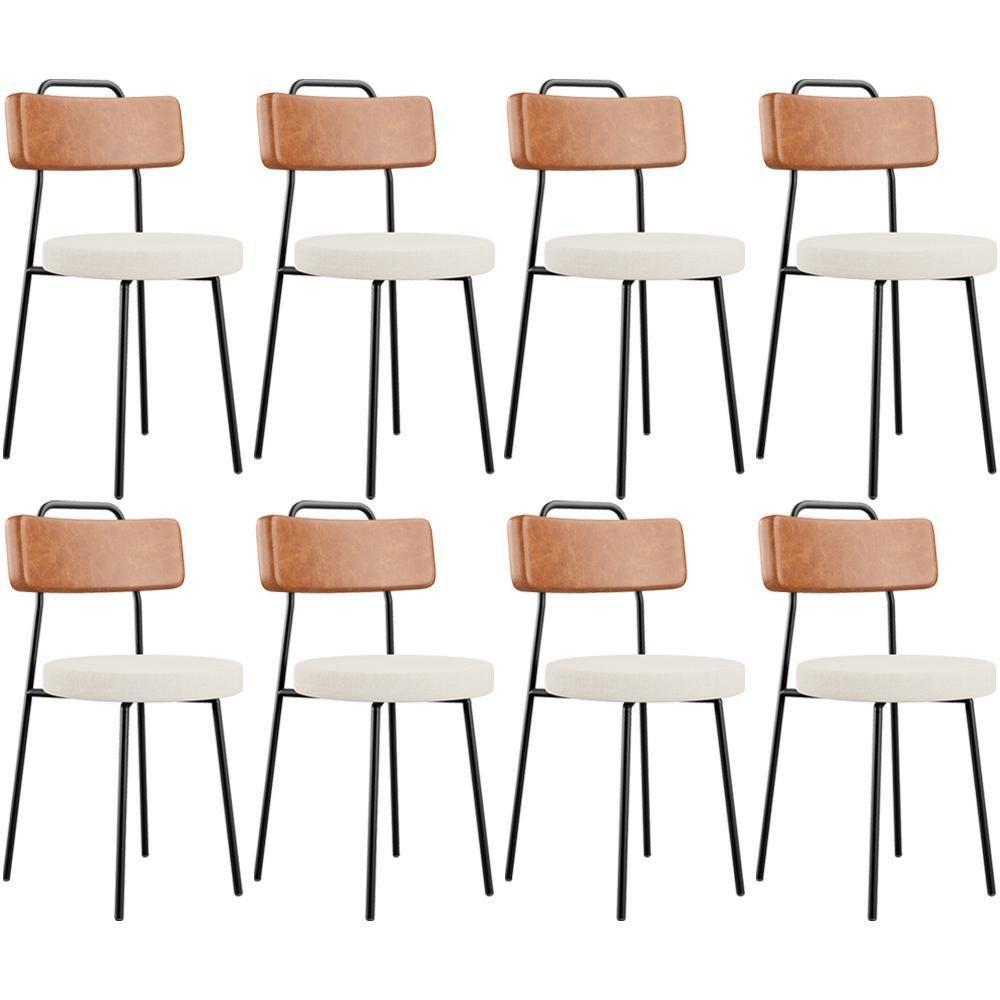 Kit 08 Cadeiras Decorativas Estofada Sala De Jantar Barcelona L02 Couríssimo Camel Linho Cru - Lyam - 1