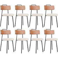 Kit 08 Cadeiras Decorativas Estofada Sala De Jantar Barcelona L02 Couríssimo Camel Linho Cru - Lyam - 1