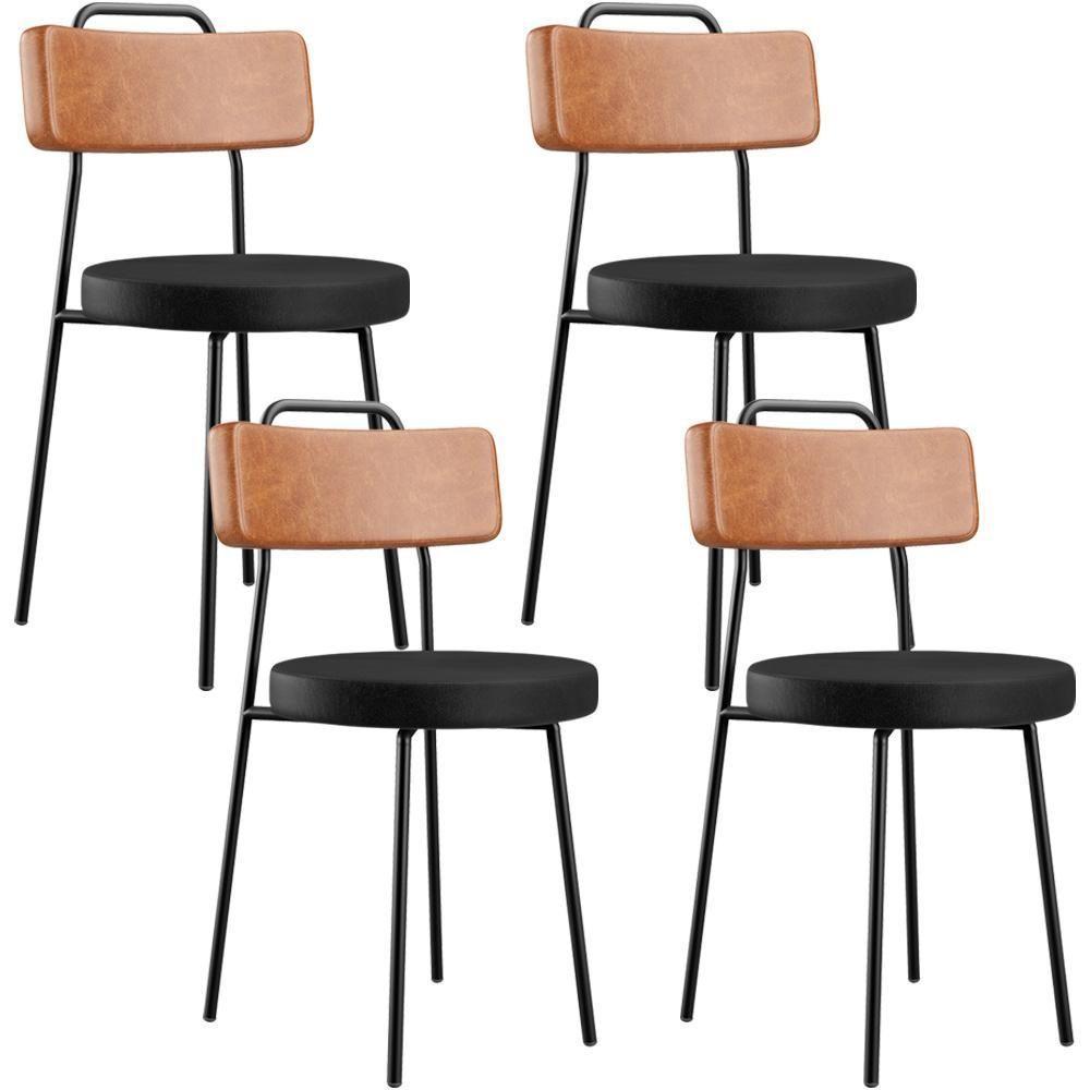 Kit 04 Cadeiras Decorativas Estofada Para Sala Jantar Barcelona L02 Couríssimo Camel Preto - Lyam - 1
