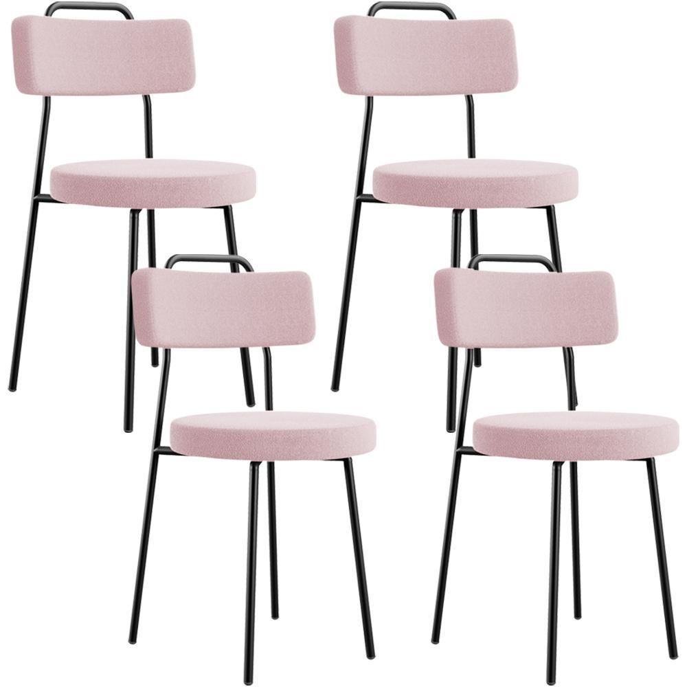 Kit 04 Cadeiras Decorativas Estofada Para Sala De Jantar Barcelona L02 Bouclê Rosê - Lyam Decor - 1